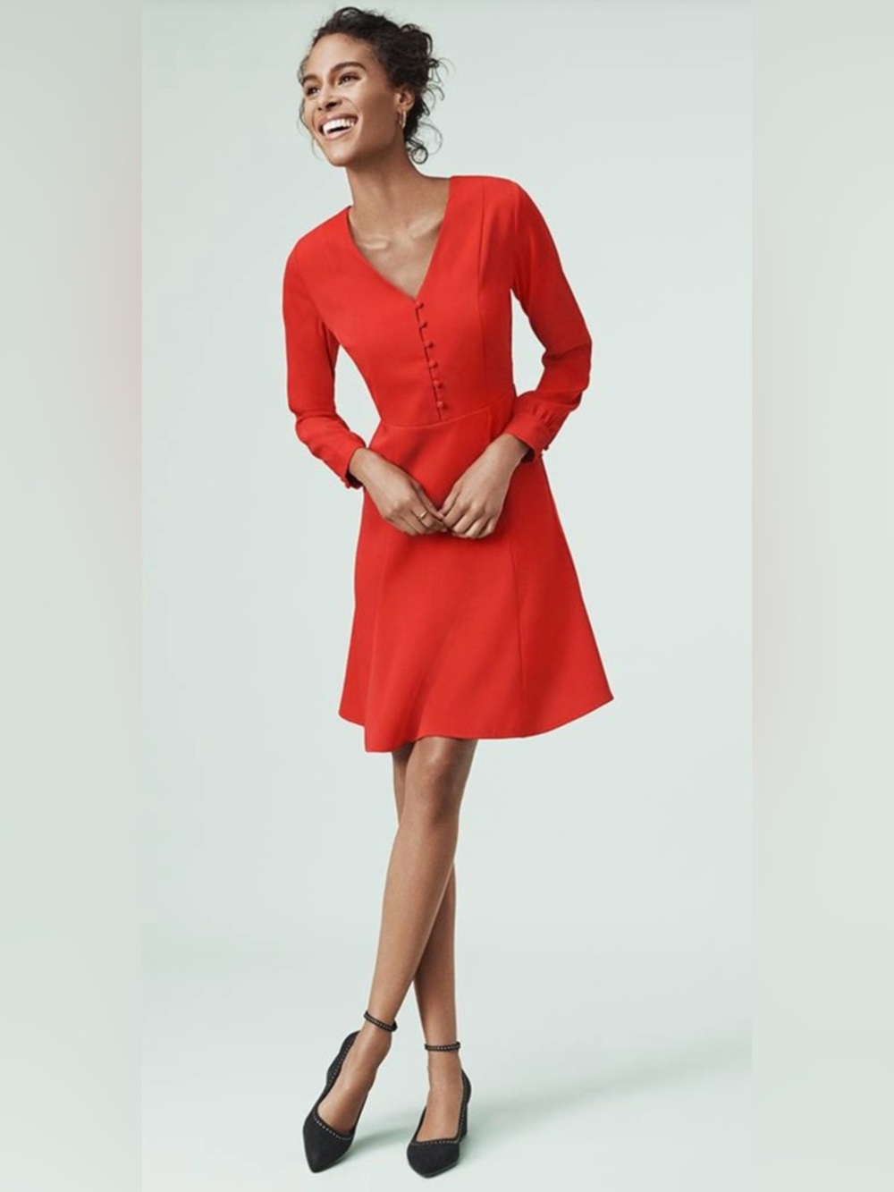 Ann Taylor Red Long Sleeve A-Line Dress NWT - Size 0